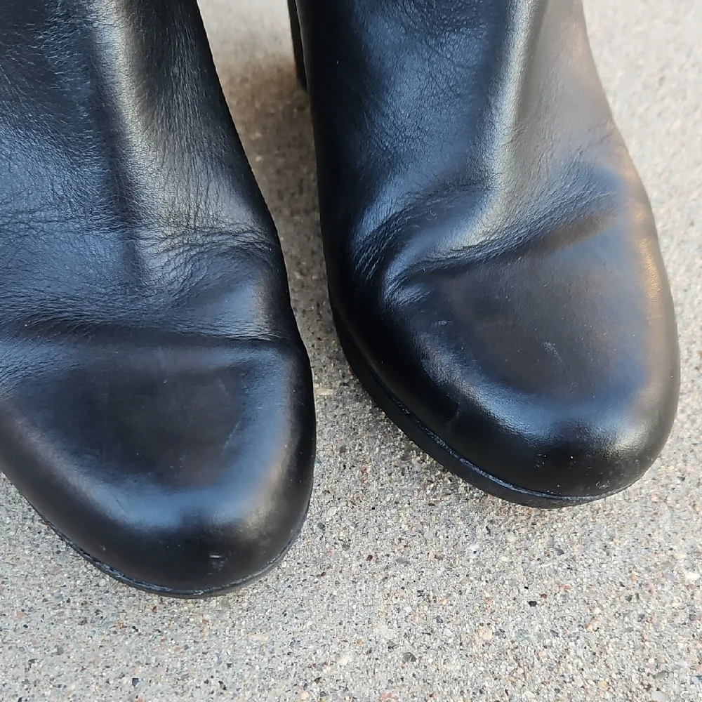 UGG Black Leather Wedge Ankle Boots